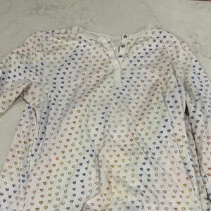 Roller Rabbit White Henley with Colorful Heart Print